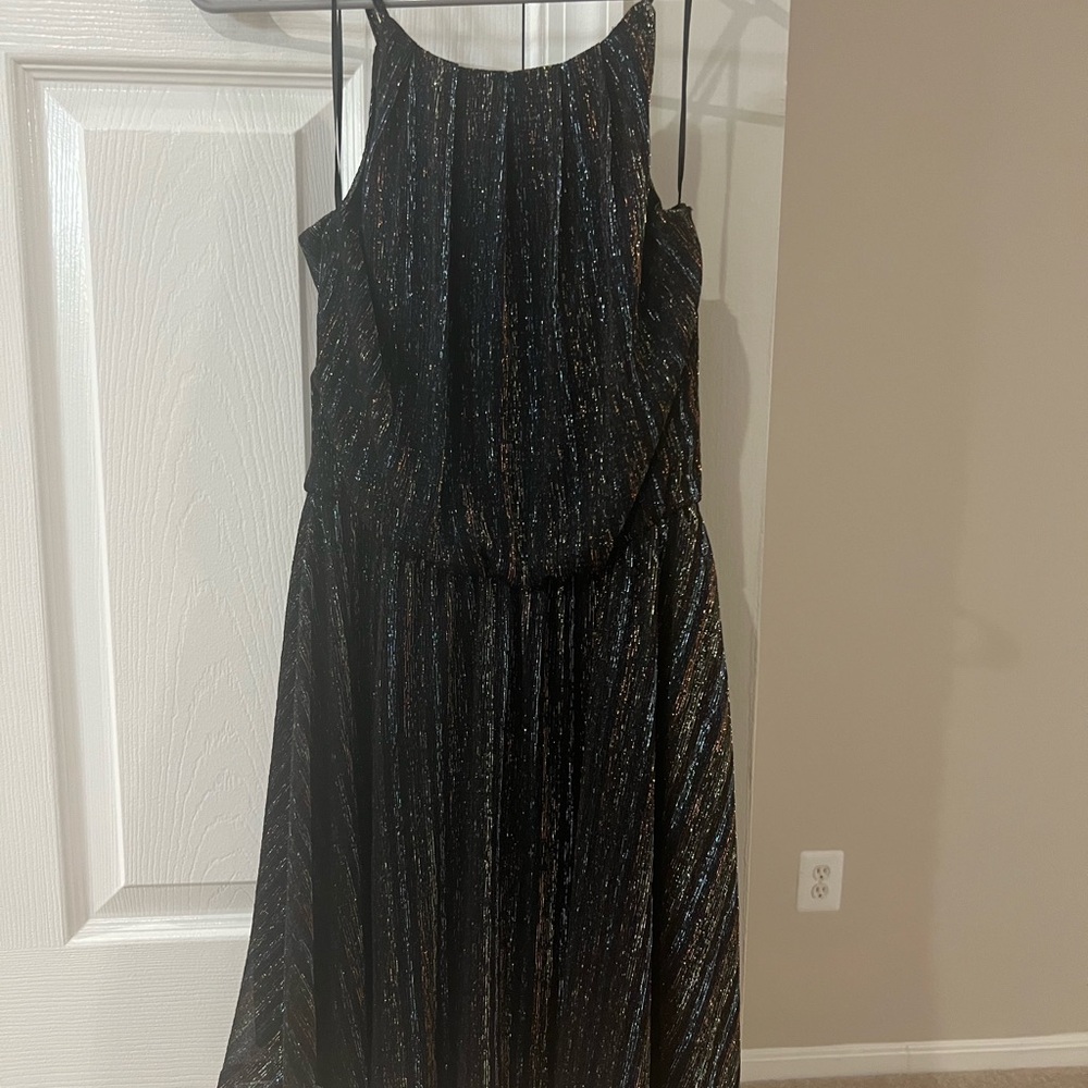 Elegant Black and Gold Striped Dress